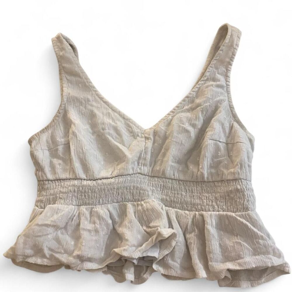 Hollister-co Women's White and Cream Crop-top